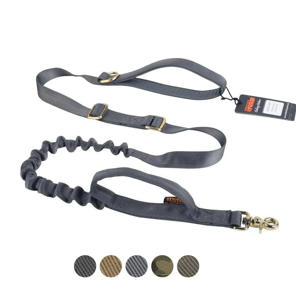 EXCELLENT ELITE SPANKER Tactical Dog Leash Adjustable K9 Military Bungee Dog Leash Elastic Leads Rope with 2 Control Handle