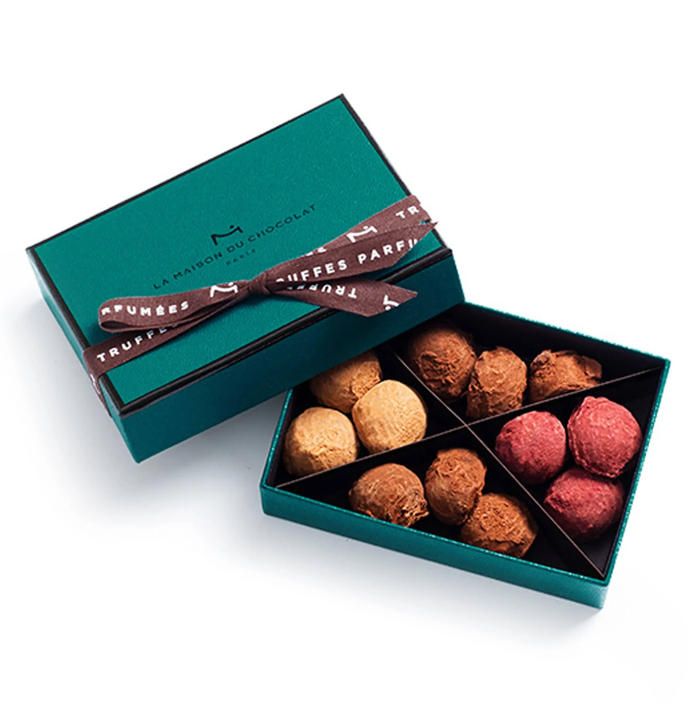 La Maison Du Chocolat Premium Flavored Truffles Gift Box - 13pcs Gourmet French Dark Chocolate, Blackcurrant, Caramel