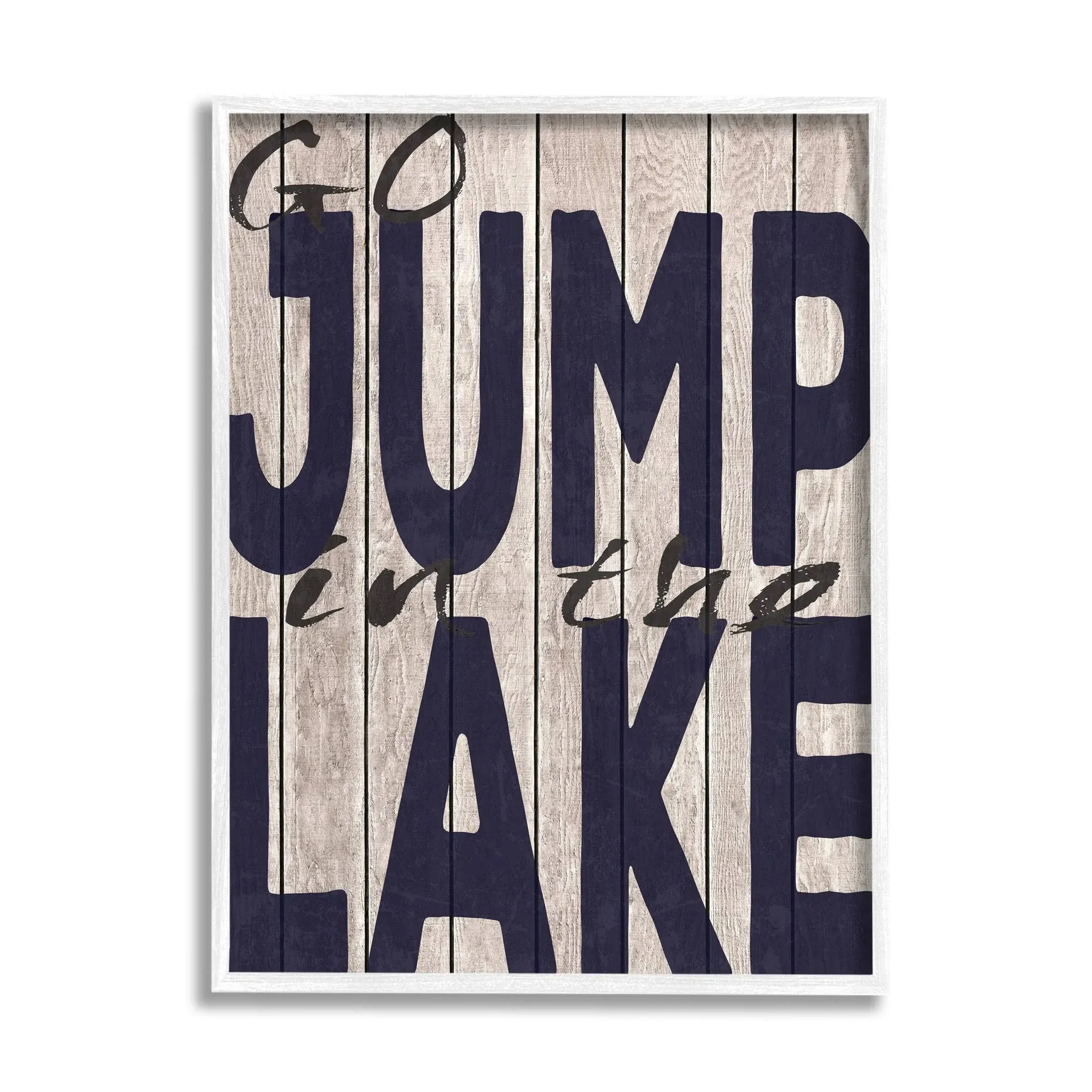 Stupell Go Jump In The Lake Country Typography Navy Framed Blue 16 x 20