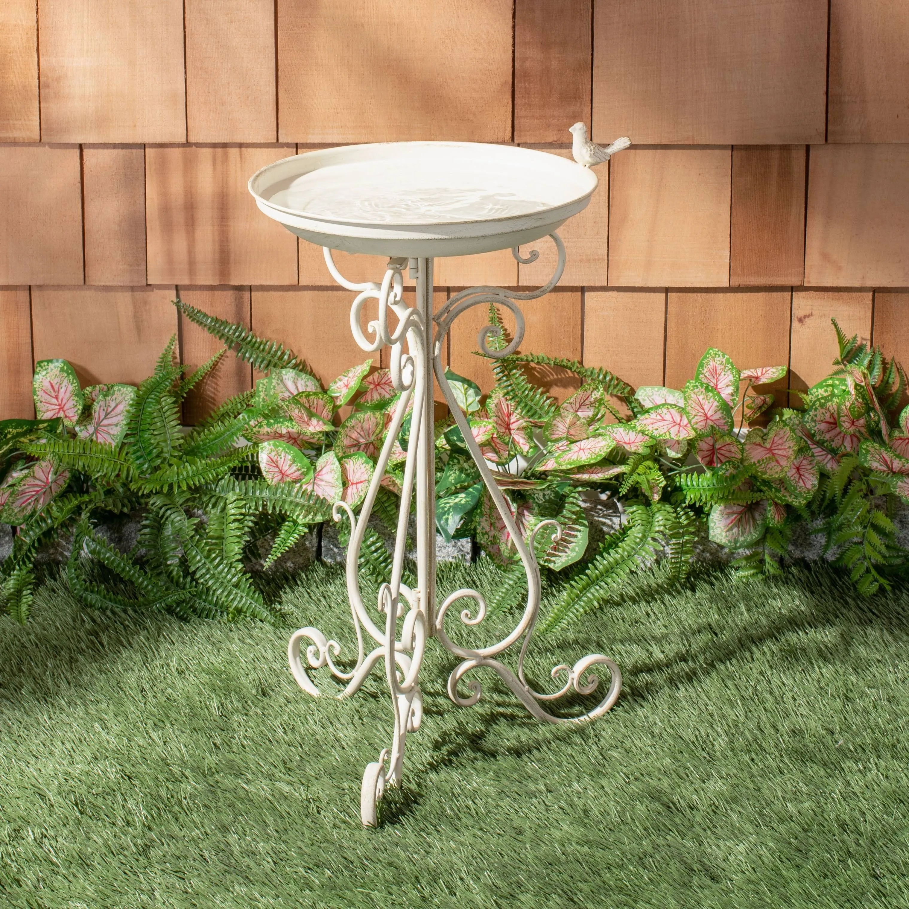 Safavieh Ashlan Bird Bath, Pearl White