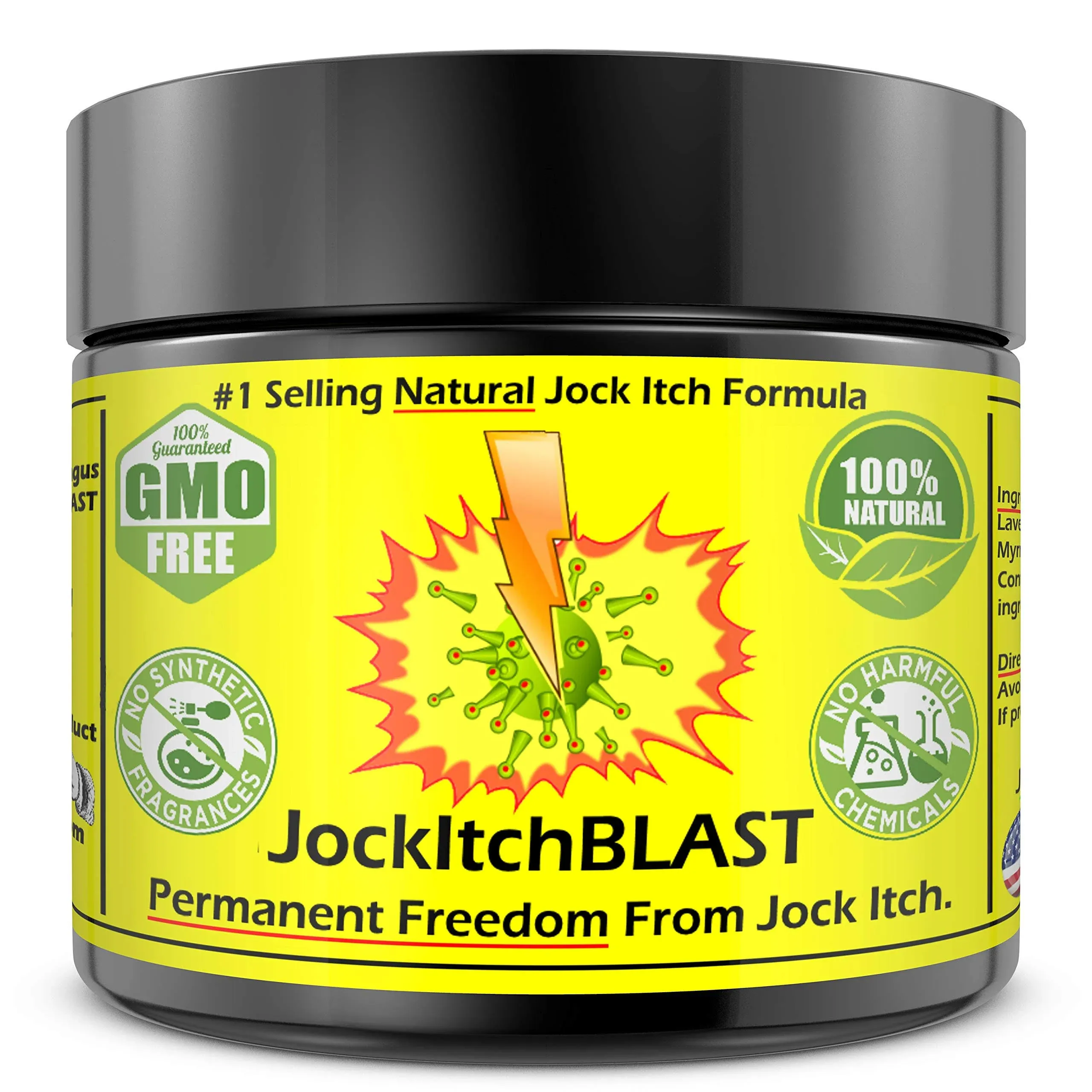 Plant Based Jock Itch Cream with Extra Strength Formula - Safe, Fast Acting & 100% Natural Gentle Blend to End Itching & Irritation from Jock Itch