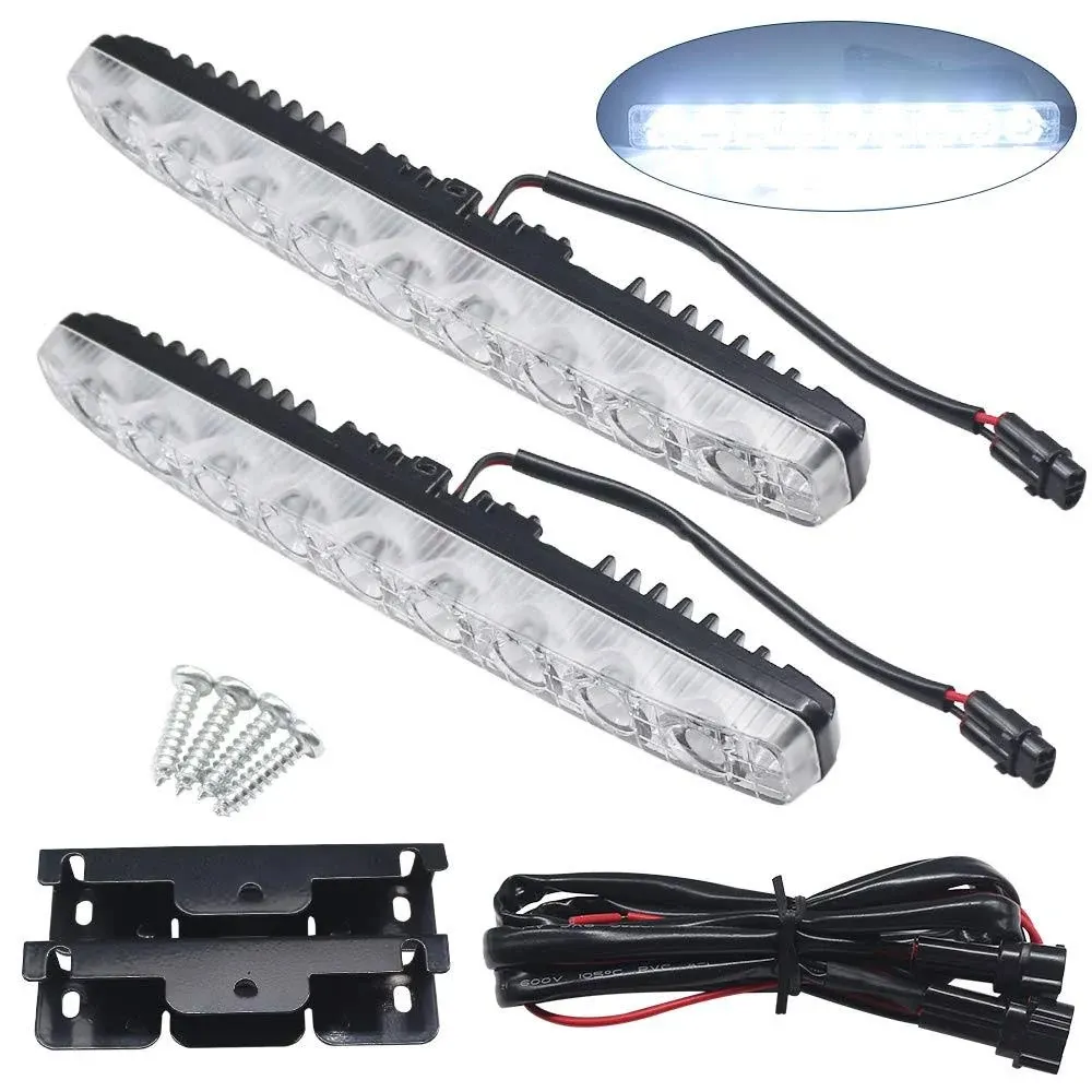 Waterproof Daytime Running Lights DRL Kit 7watts 1400Lumens High Power 9 LEDs Spot Fog Lamps Universal Fit For Car SUV Vehicle DC12V 6000K Xenon White.2-Pack.