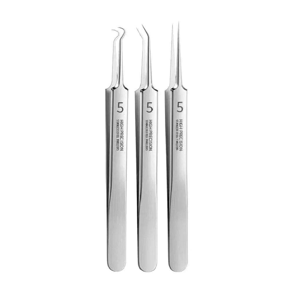 3pcs Blackhead Tweezer Professional Facial Blackhead Remover Tweezers Precision ...