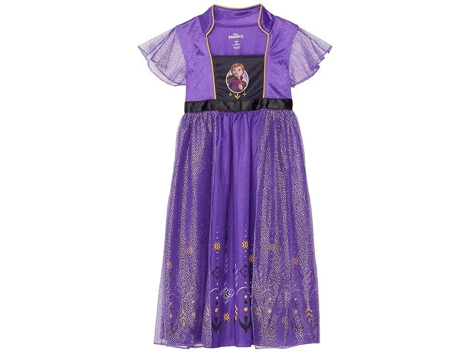 Disney Girls' Frozen Fantasy Nightgown Princess Elsa Dress Pajama, Purple - Anna Frozen 2, Size 4T