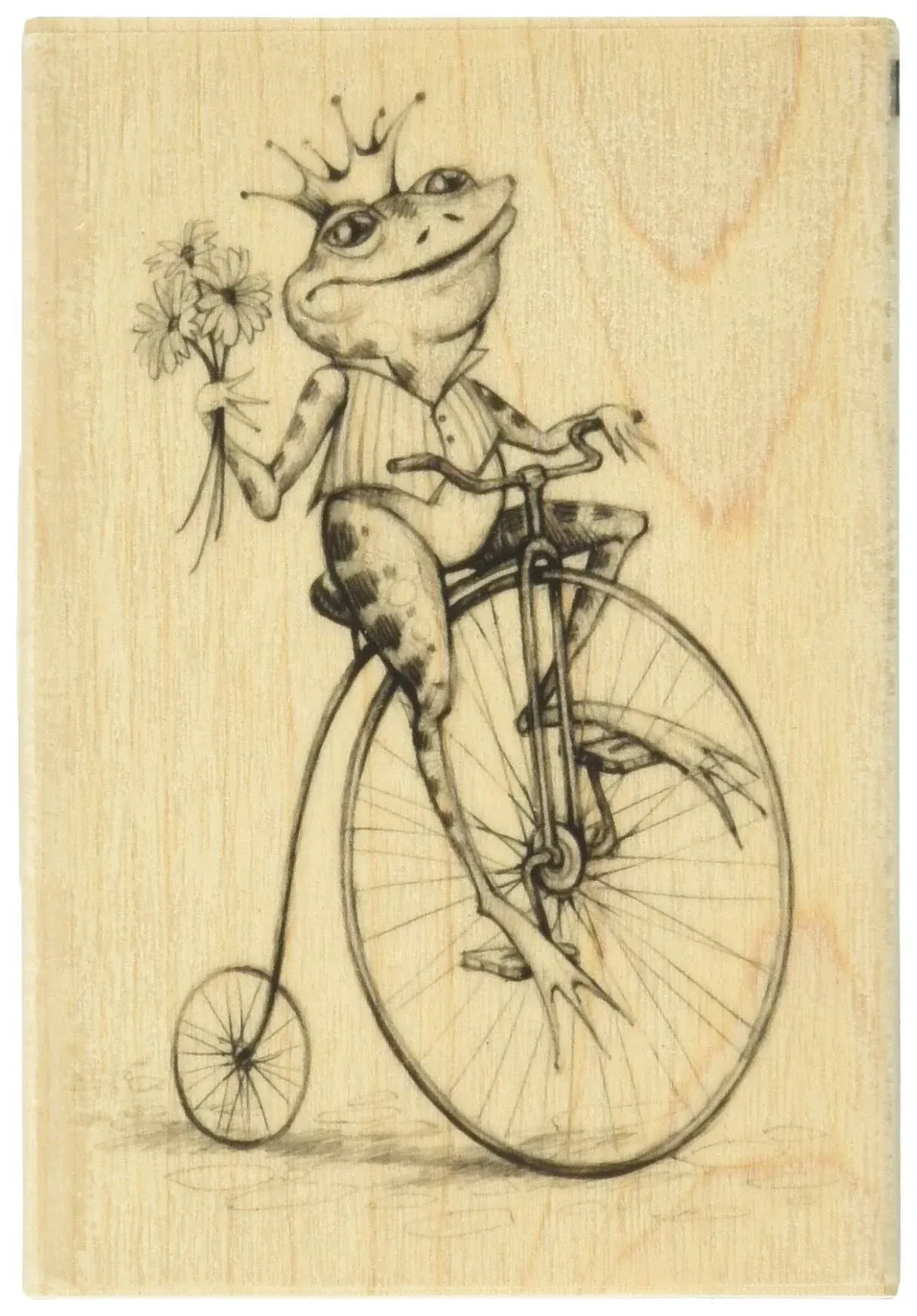 Inkadinkado Small Jumping Smiling Frog Googly Eyes Wood Mounted Rubber Stamp