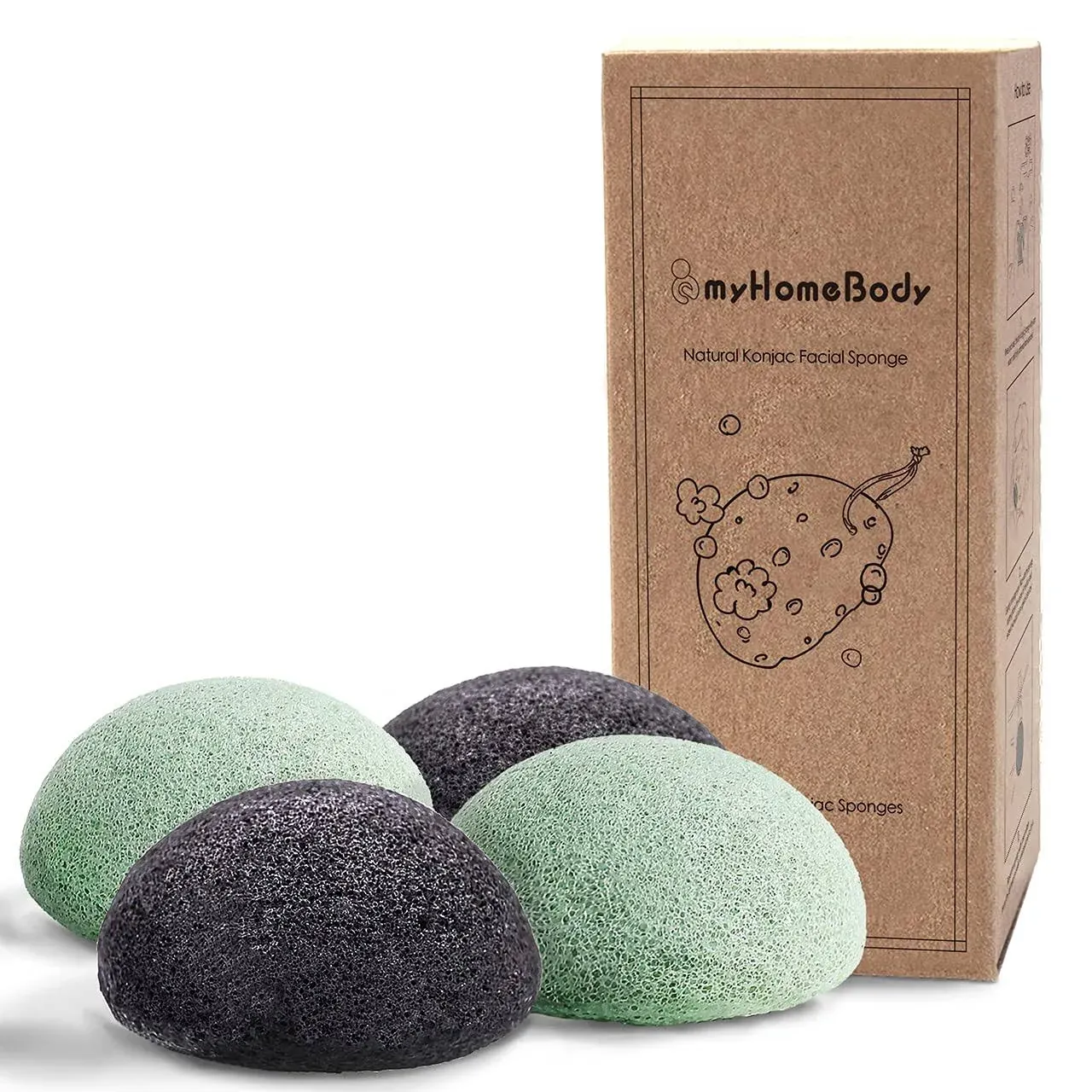 Natural Konjac Facial Sponges - for Gentle Face Cleansing and Exfoliation - w...