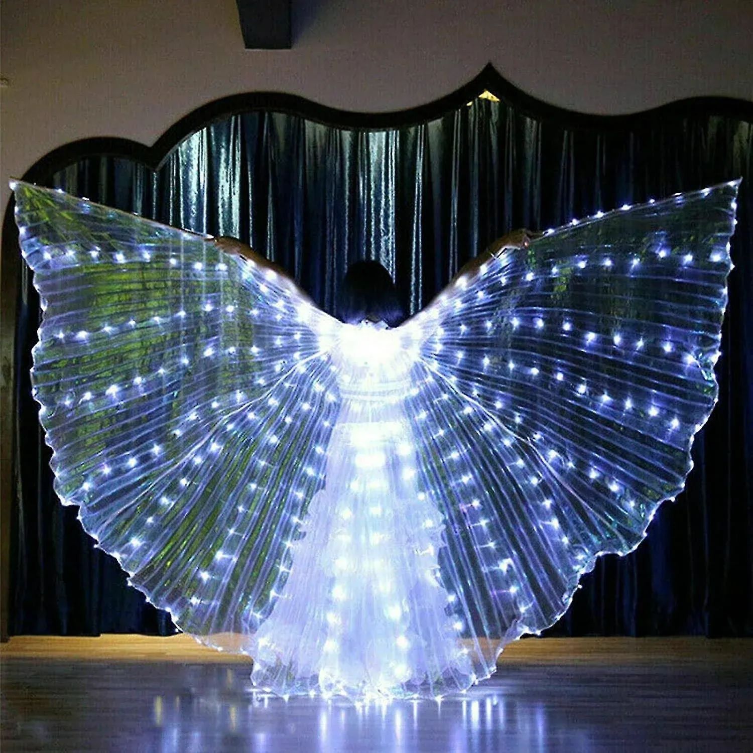 GEZICHTA LED Isis Wings Glow Light Up Belly Dance Costumes with Sticks ...