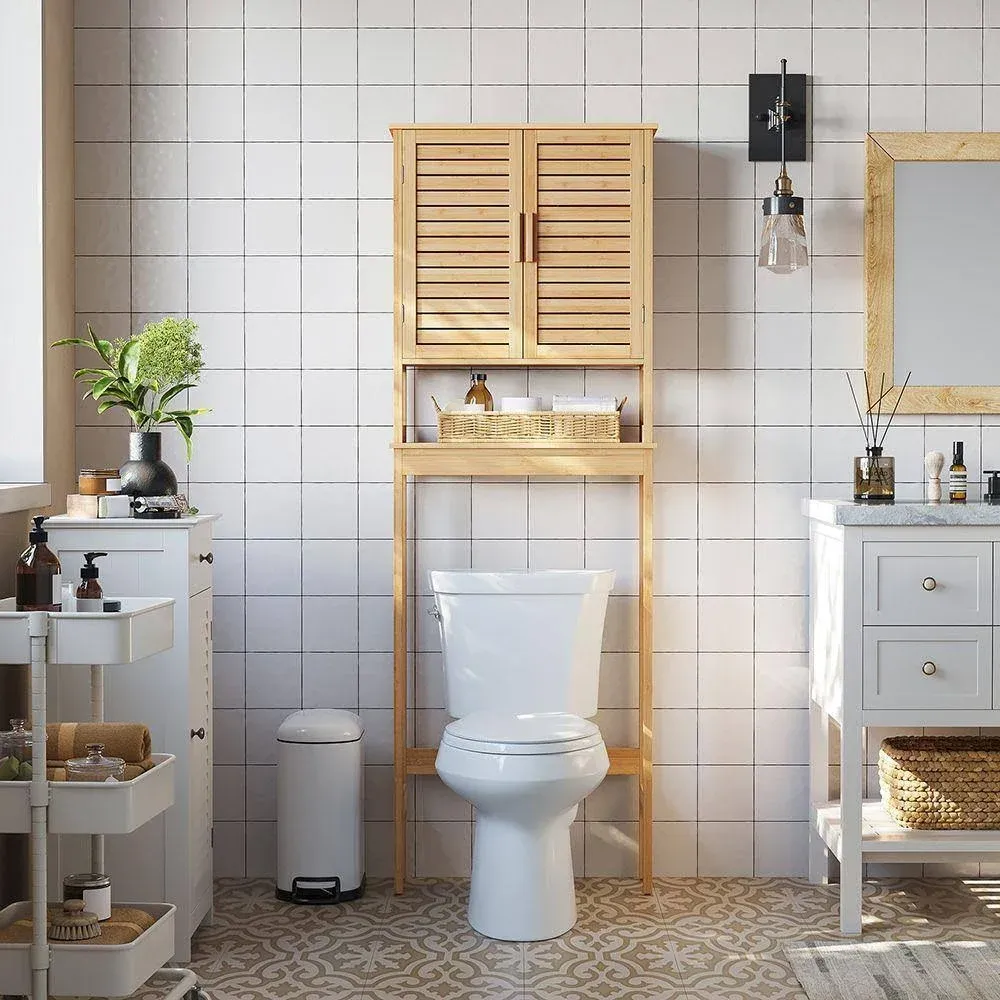 Bamboo Over the Toilet Storage Cabinet with Shelf