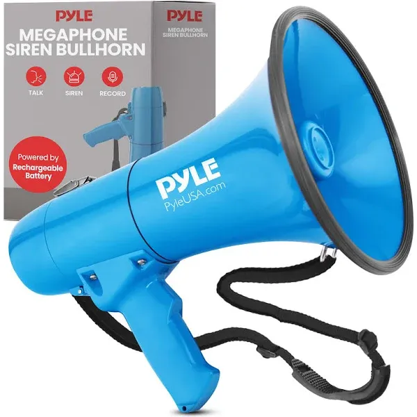 Pyle Megaphone Siren Bullhorn Speaker, Portable &amp; Lightweight Automatic