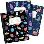 Cute Composition Notebook Wide Ruled, Set of 3 Composition Notebpooks for Kids, Wide Ruled Composition Notebook for Boys and Girls. 100 pages 200 sheets. 9.75” x 7.5”