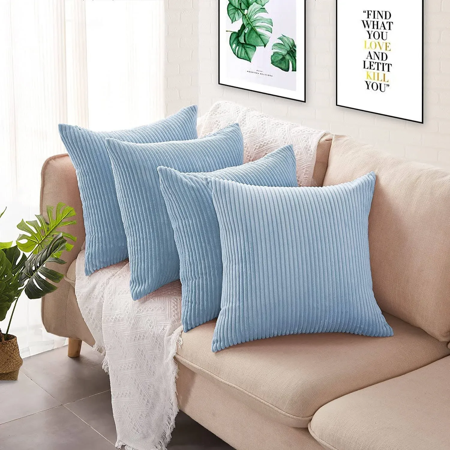 Sofa Renee 4pcs Throw Pillow Covers 20x20,Cushion Case,Decorative Square ...