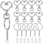 150Pcs Heart-Shaped Swivel Snap Hook Set,Metal Spring Snap Keychain Clip Keychain Hook Lobster Clasp Split Key Rings with Chain&Jump Rings Bulk for Keychain Lanyard,Charm,Jewelry,DIY Crafts Supplies