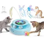 ORSDA Cat Toy, 3-in-1 Automatic Cat Toys for Indoor Cats, Electronic Whack a Mole, Fluttering Butterfly,Track Balls Kitten Toy, Rechargeable Power Interactive Feather Toys for All Breeds