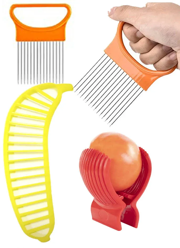 Tomato Slicer Holder Kit Banana Tool Cutting Guide Onion Potato Pepper Hot Dog Prep