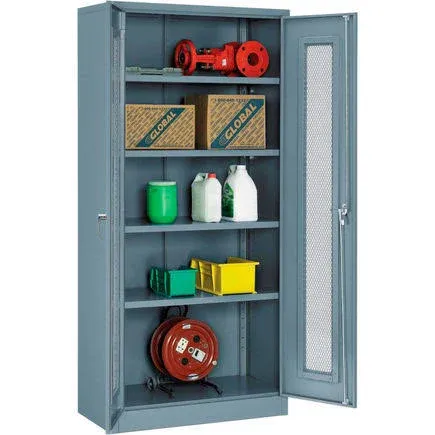 Global Industrial Storage Cabinet with Expanded Metal Door Unassembled 36x18x78 Gray