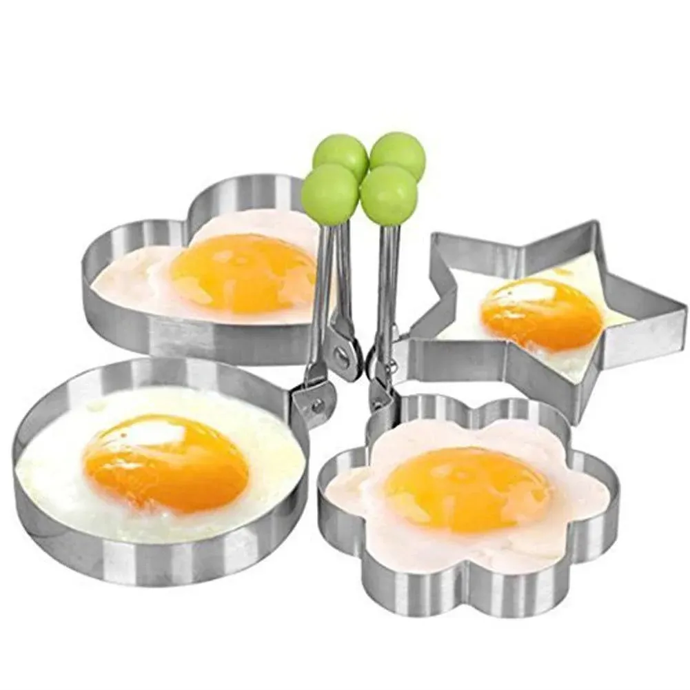 lansue Kitchen Stainless Steel Fried Egg Mold Heart Pancake Mould Mold Ring ...