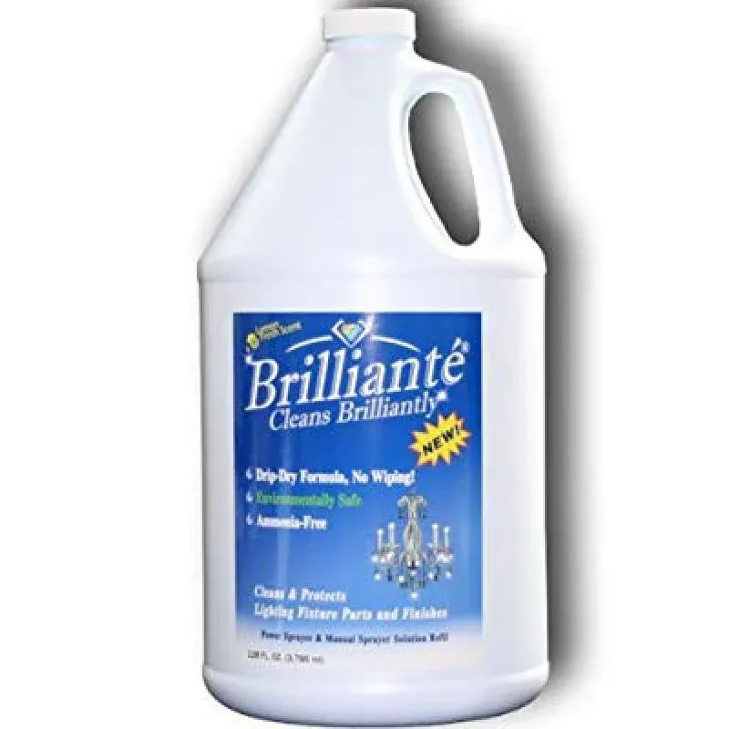 BRILLIANTÉ Crystal Chandelier Cleaner 1 Gallon Refill Environmentally Safe, Ammonia-Free, Drip-Dry Formula, by CrystalPlace