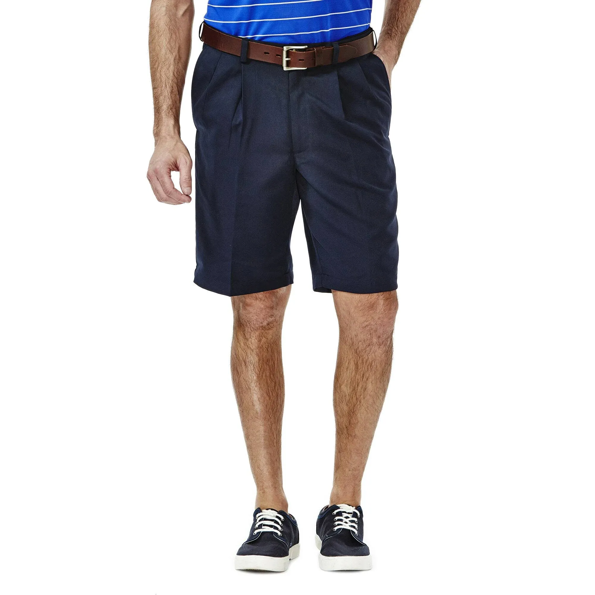 Haggar Men's Cool 18 Classic Fit Pleat Front Expandable Waistband Short (Regular and Big & Tall Sizes)