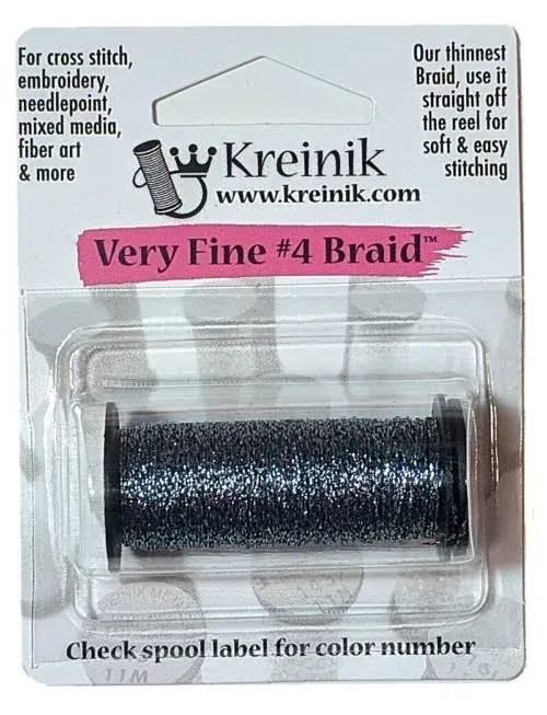 Kreinik Very Fine Metallic Braid #4 12yd Hi Lustre Gun Metal