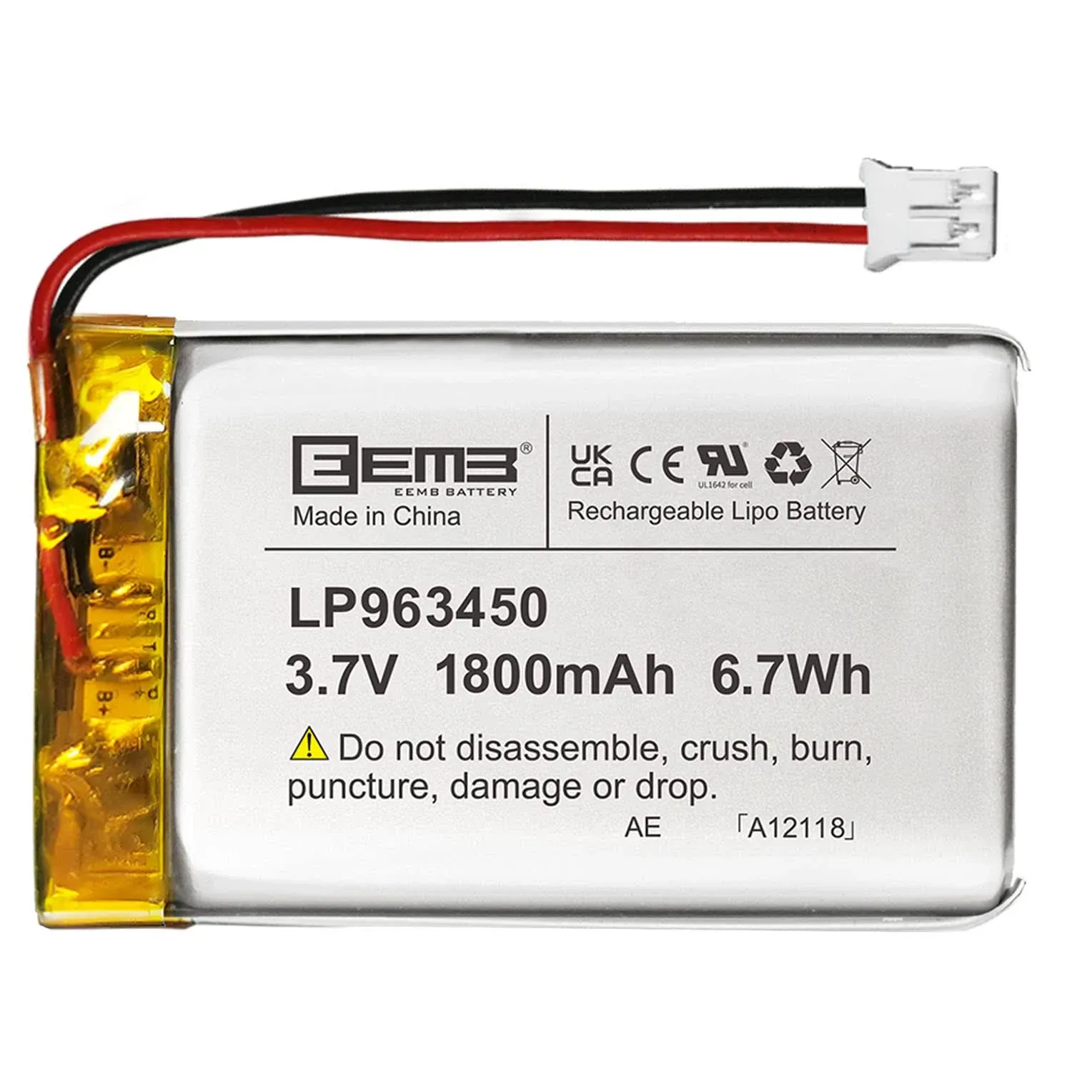 EEMB Lithium Polymer Battery 3.7V 1800mAh 963450 Lipo Rechargeable Battery Pa...