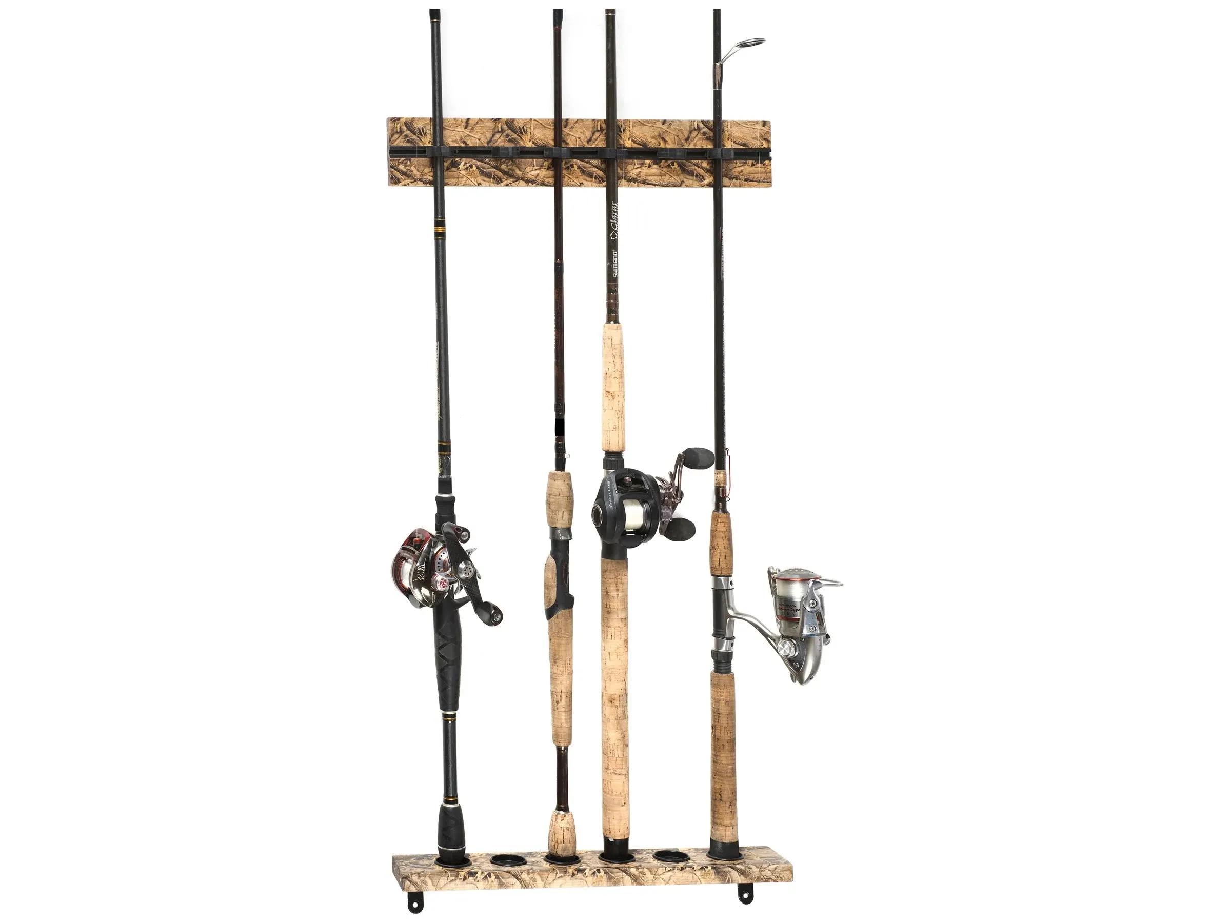 Organized Fishing Camo Rectangular Modular Wall Rack, Brown