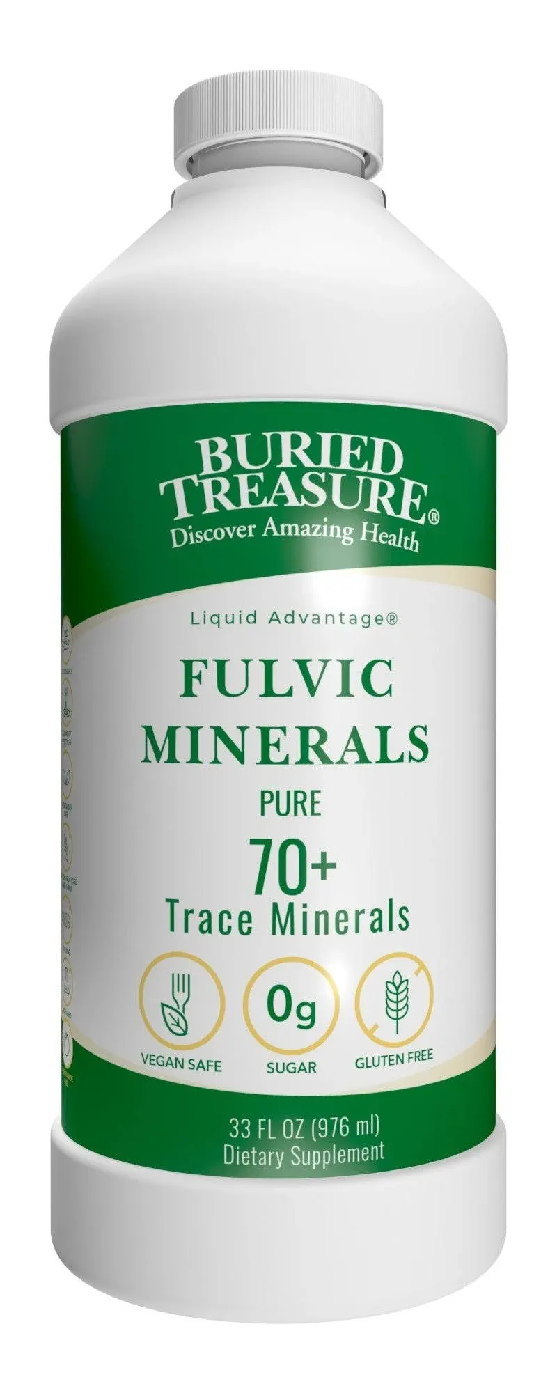 Buried Treasure Liquid Advantage FULVIC MINERALS Pure 70+ Trace Minerals 33 oz D