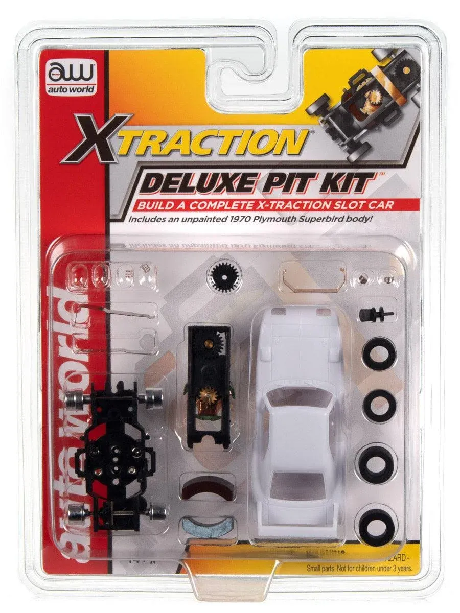 AUTO WORLD X-TRACTION DELUXE PIT KIT (W/1970 SUPERBIRD BODY) SLOT CAR