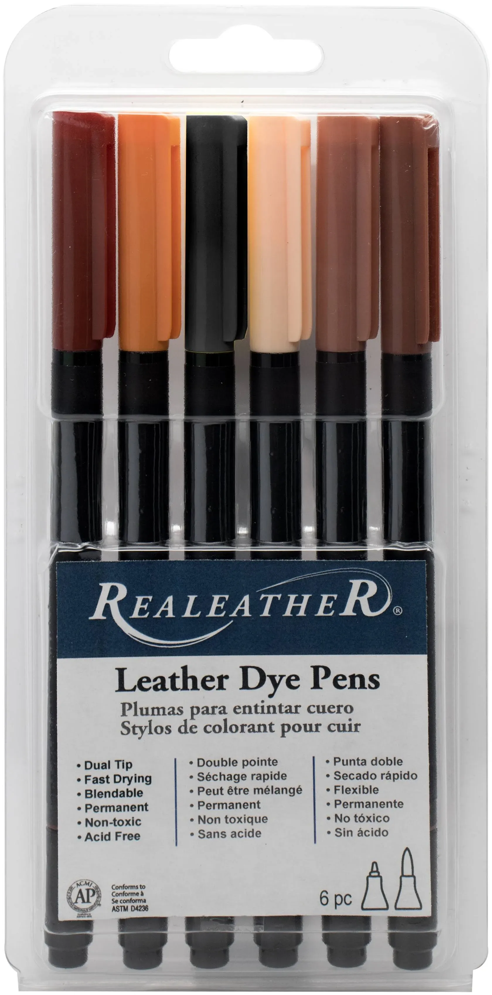 Realeather Crafts Leather Markers 6-pkg-earthtones