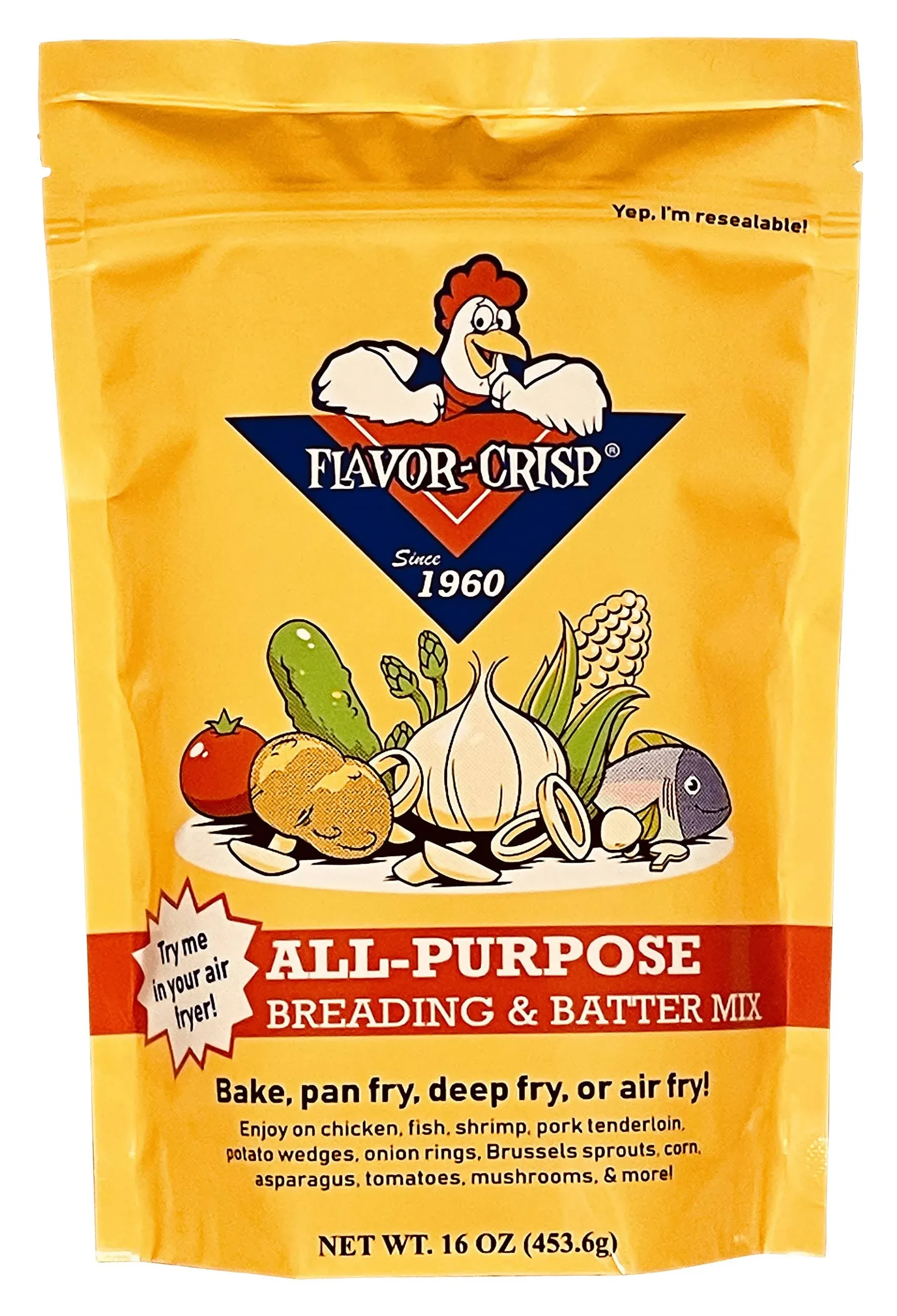 Flavor-Crisp All-Purpose Breading & Batter Mix for Chicken, Fish, Vegetables, Pork, Seafood, Shrimp & other Meats – Seasoned Deep Fry Batter – Great for Air Fryer