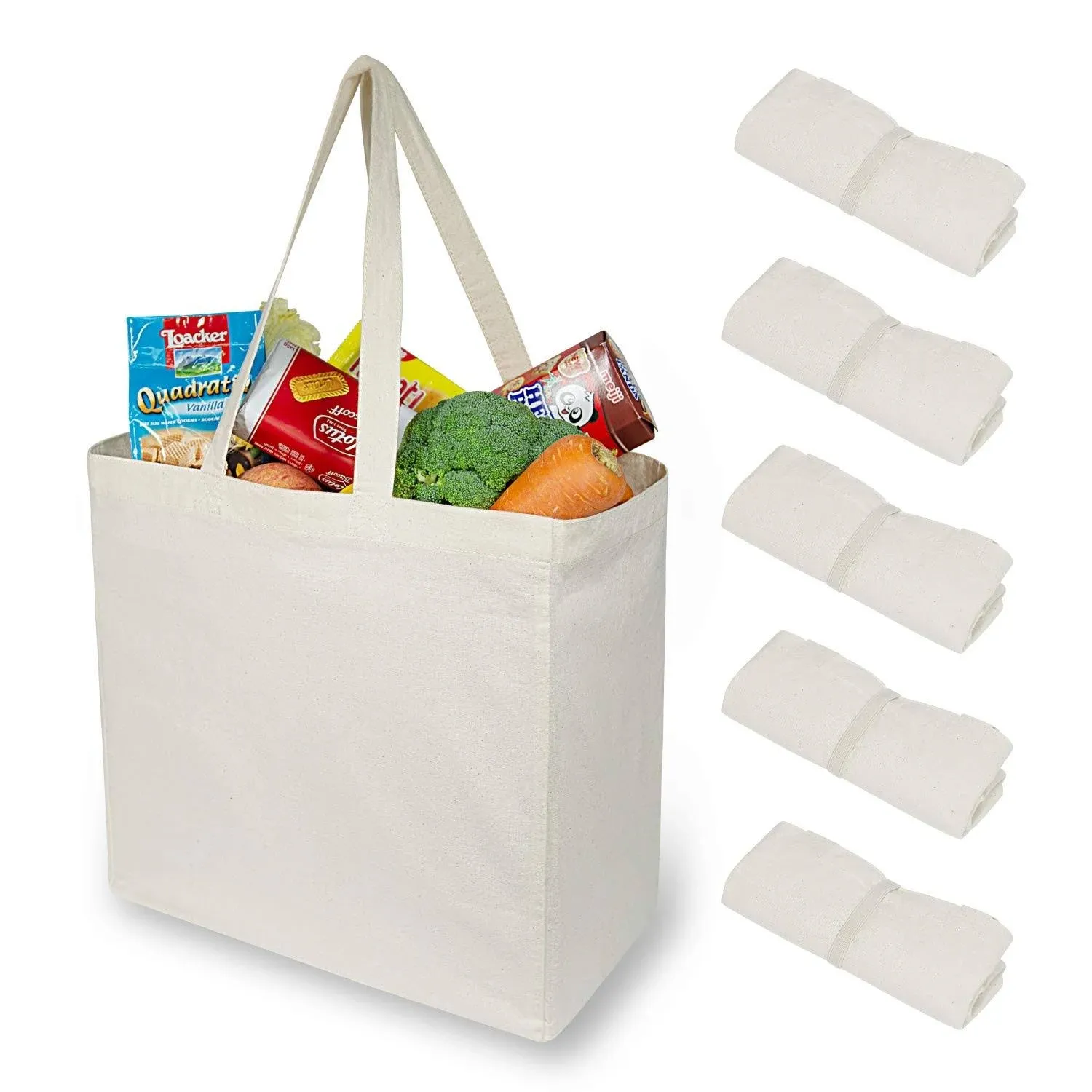 TOPDesign 6-Pack Reusable Grocery Shopping Totes, Foldable Canvas Bags