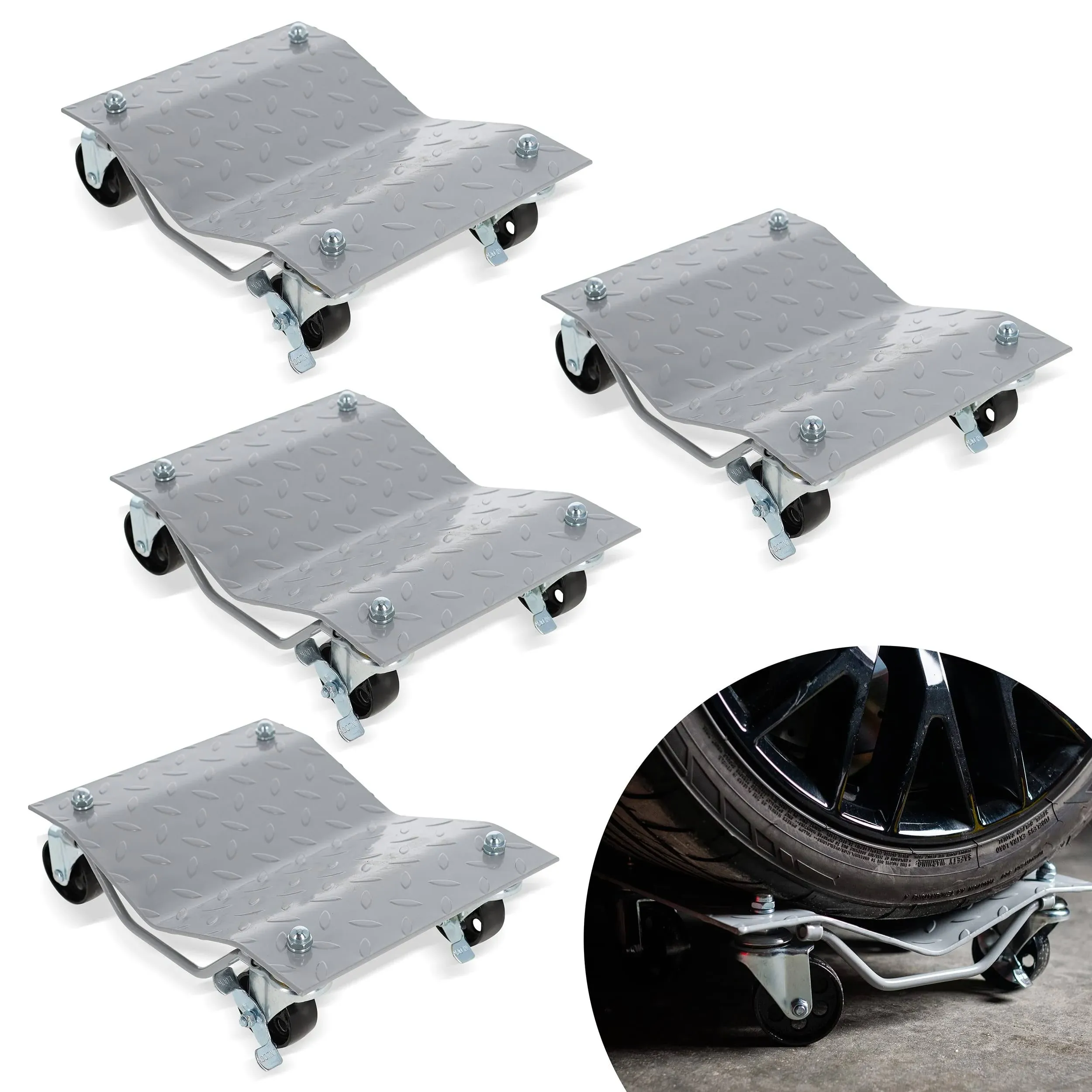 ABN Car Dolly 4-Pack Skate Dollies Set – 6000 lbs pound 4 Wheel Dolly