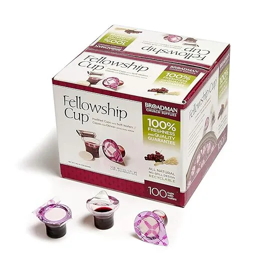 BROADMAN CHURCH SUPPLIES Pre-filled Communion Fellowship Cup, Juice and Wafer Set, 100 Count