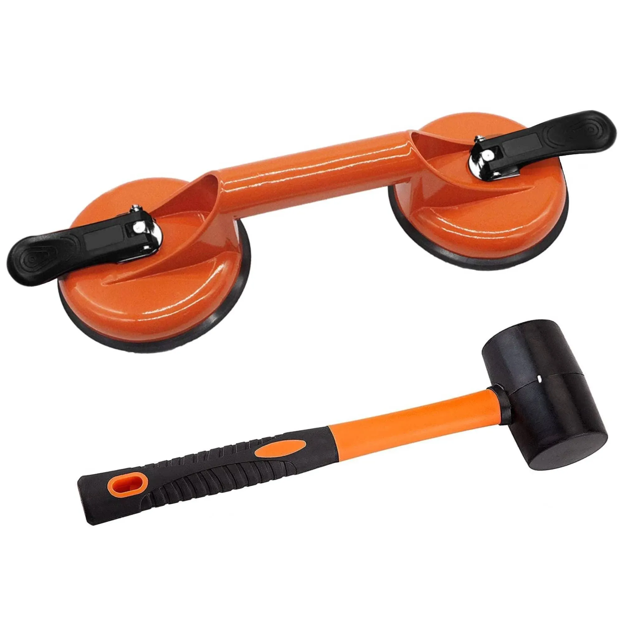 Floor Gap Fixer Tool for Laminate Floor Gap Repair Include Suction Cup and Mallet (Can't use on scraped surface floor)-Orange Kit