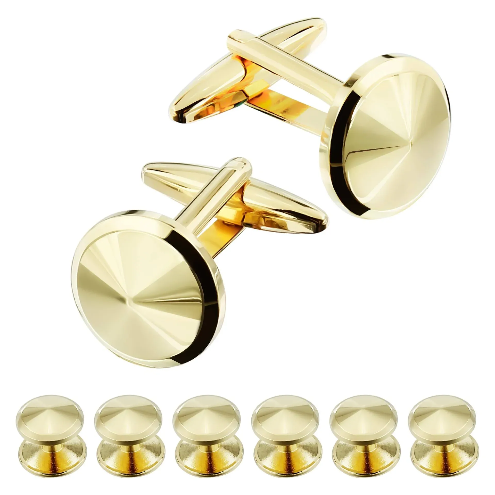 Cufflink for Men with Tuxedo Shirt Studs, Cufflink and Tuxedo Shirt Studs for Men, Silver and Gold Tone Cuff links for Men