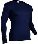 Indera Men's Polypropylene Performance Rib Knit Thermal Underwear Top, Navy, Large