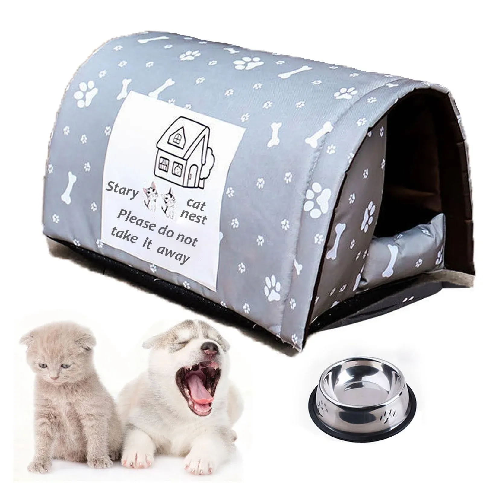 Cat House for Outdoor Cats in Winter, Thickened Weatherproof Foldable, Houses...