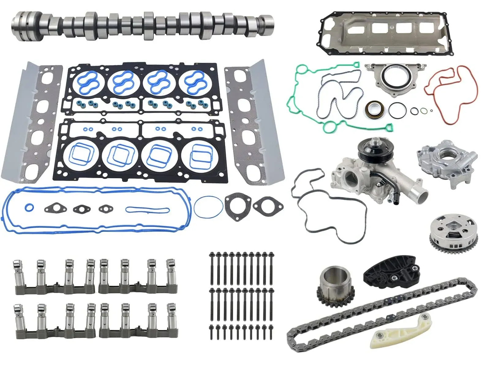 MDS Lifters Camshaft Kit Oil & Water Pump Kit Replacement for 2009-2018 Dodge Ram 1500 5.7L HEMI Engine Overhaul Kit 53022263AF 53021726AE 53021622BH 53022192AE