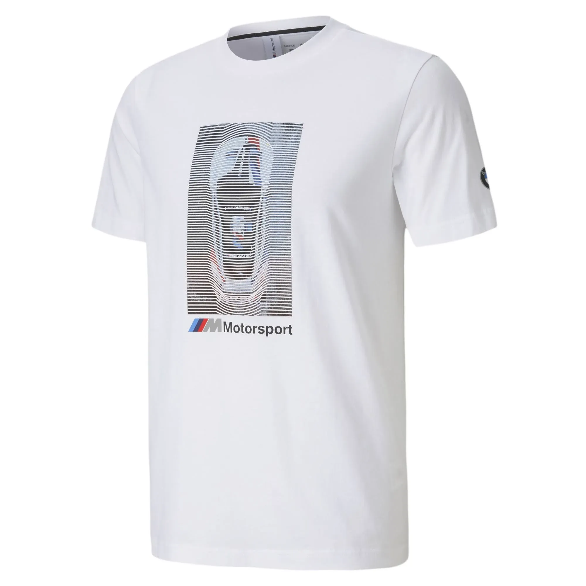 Puma Bmw Motorsport Graphic Crew Neck Short Sleeve T-Shirt Mens White Casual Top