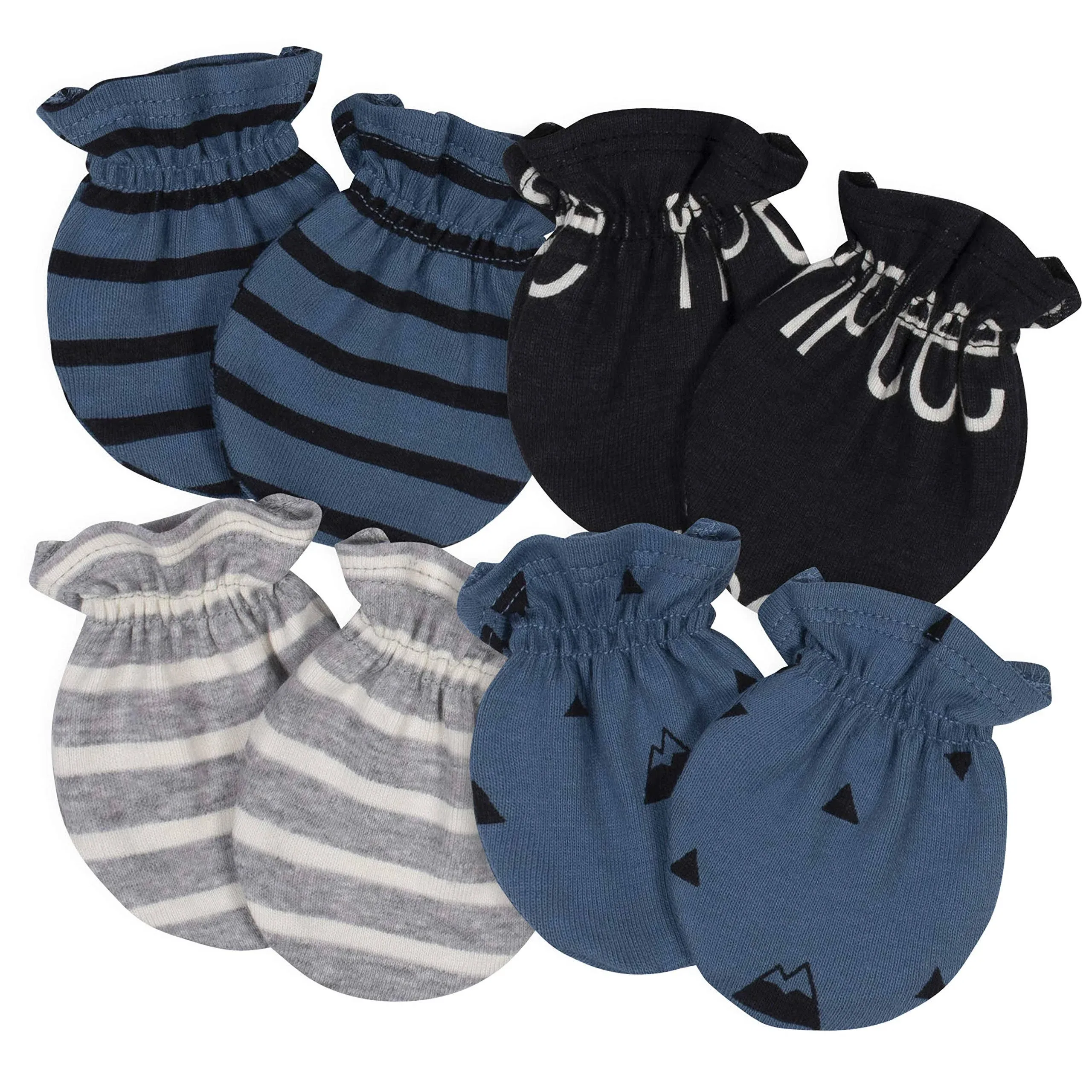 Grow by Gerber baby boys 4-pack Mittens BlackWhiteGrey<wbr/>Blue New Born US