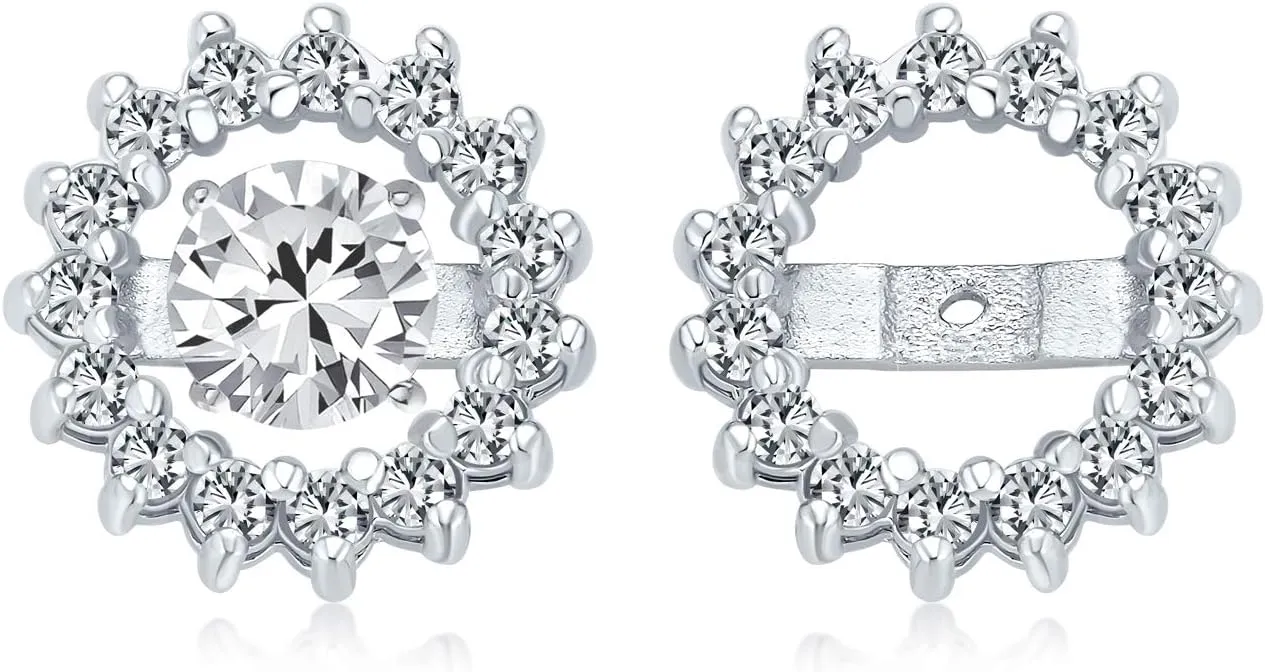 CZ Halo Earrings Jackets Studs Sterling Silver Earrings not included