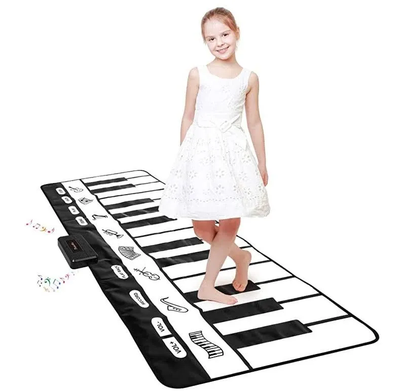 TWFRIC 6ft. Piano Mat with 24 Keys & 10 Demos & 8 Musical Instruments Sounds & 4 Play Modes, Giant Dance Floor Piano Music Play Mat 71'' Large Interactive Musical Toys Gifts for Kids Adults Toddlers