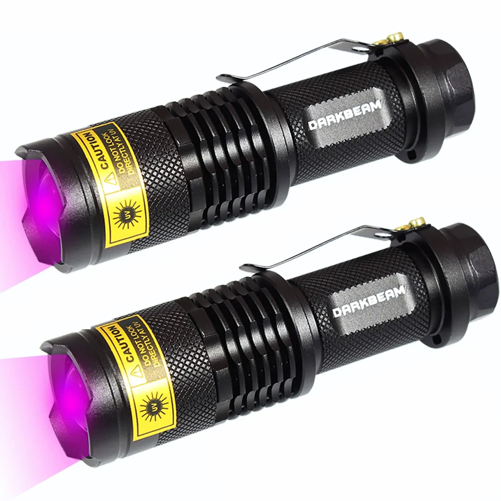 DARKBEAM UV 395nm Flashlight Ultraviolet led Light Blacklight Wood's lamp Portable 400nm Mini Detector for Dog/Cat Urine Pet Stains, Anti-counterfeiting Identification, Resin Curing，2 Pack