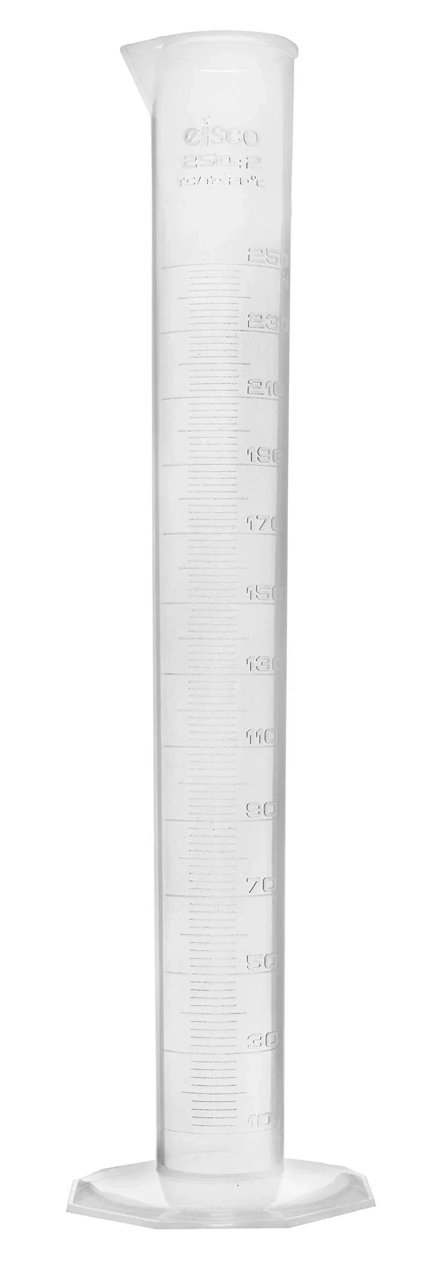 Eisco Labs 250ml Graduated Cylinder, Class B - Polypropylene