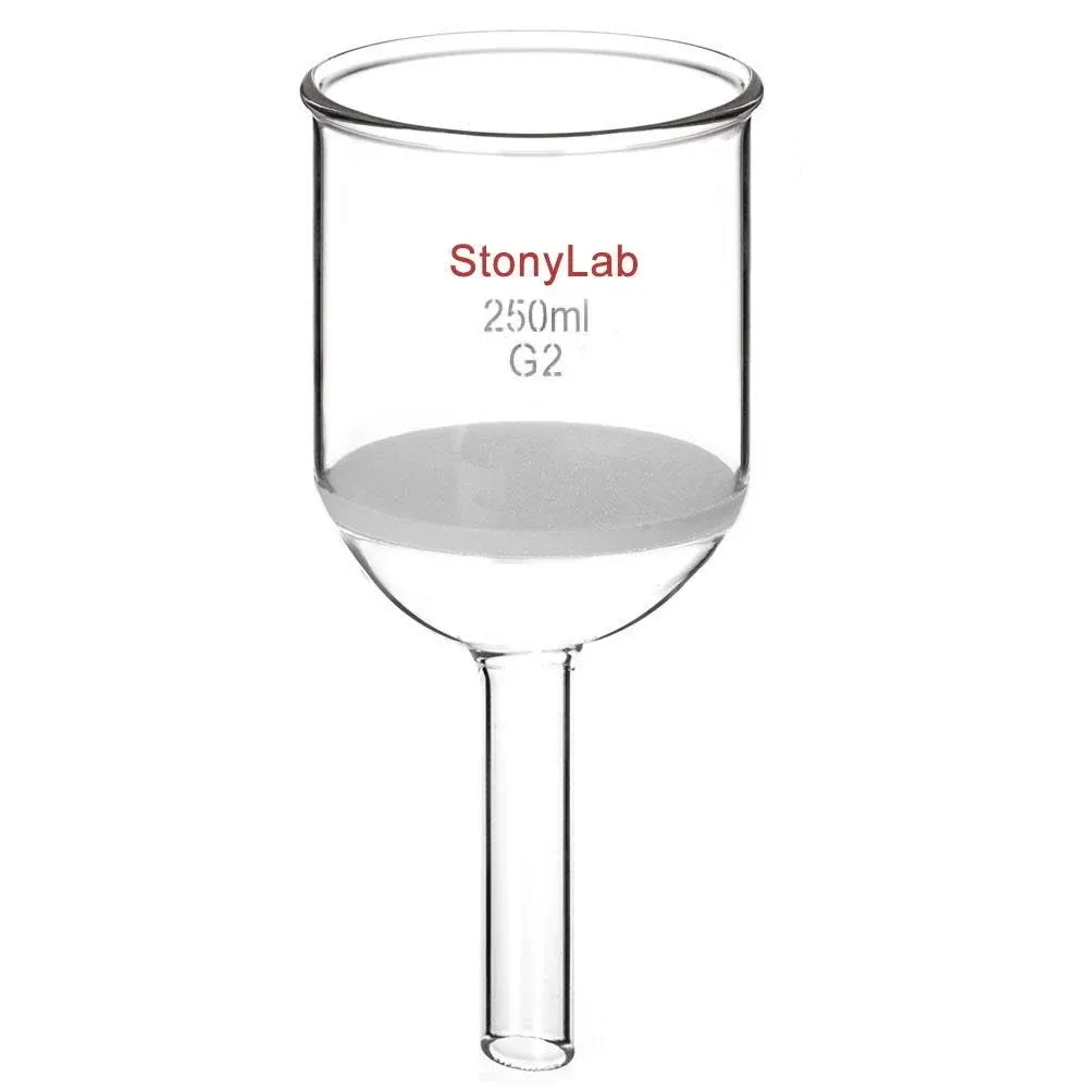 StonyLab Borosilicate Glass Buchner Filtering Funnel with Medium Frit (G2), 76mm Inner-Diameter, 80mm Depth (250ml)