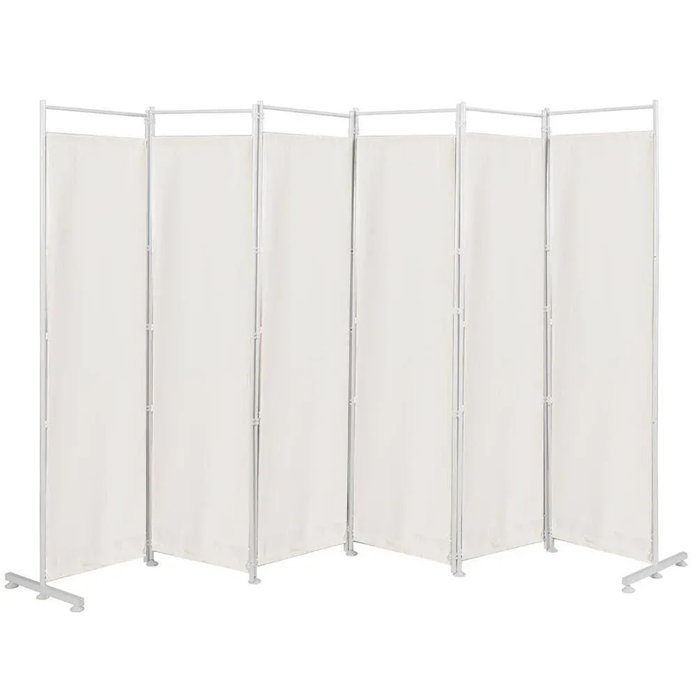 Costway 6-Panel Room Divider Folding Privacy Screen w/Steel Frame Decoration White