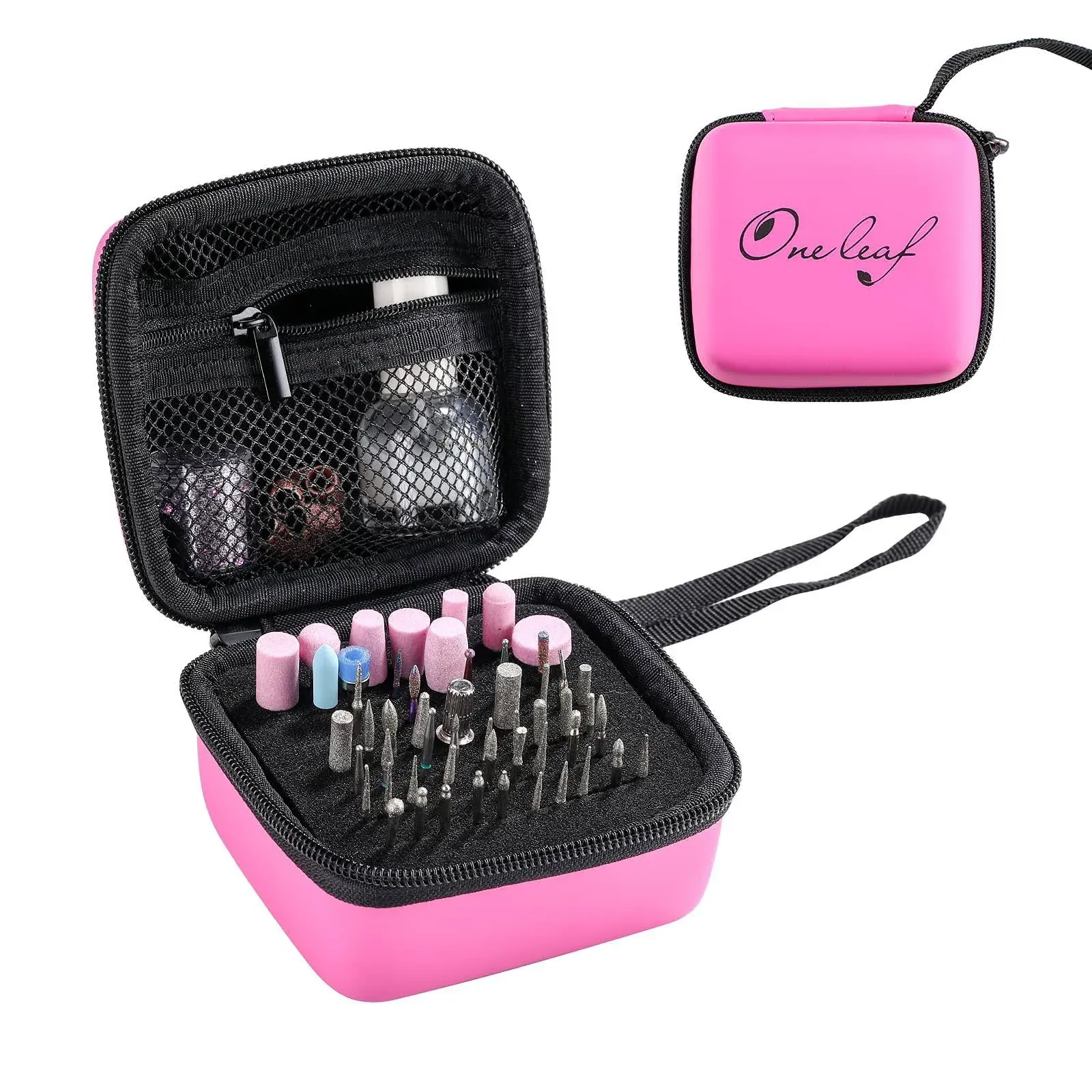 oneleaf Nail Drill Bits Holder, Kit Organizer Storage Case Displayer Container, Waterproof Portable Organizer Bag, Efile Nail Bits Professional Nail File Bits Manicure Tools-Only Case