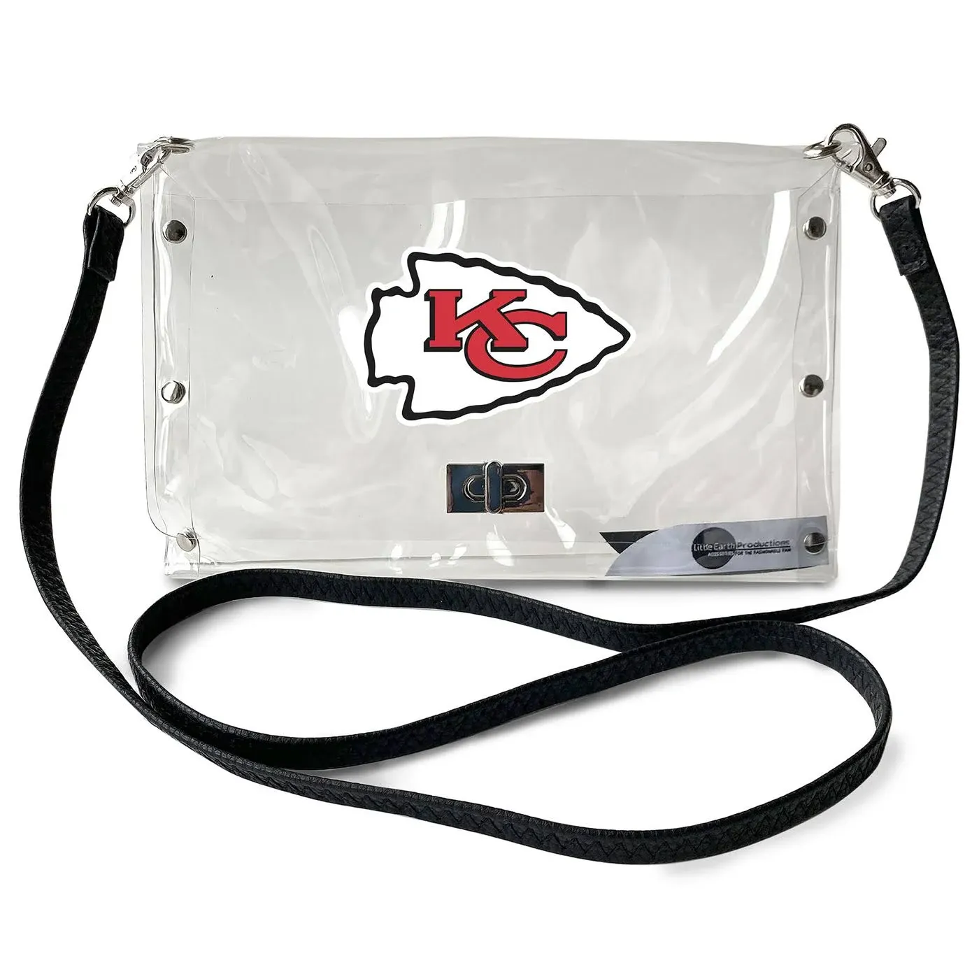 Littlearth NFL Clear Envelope Purse with Black Fashion Strap