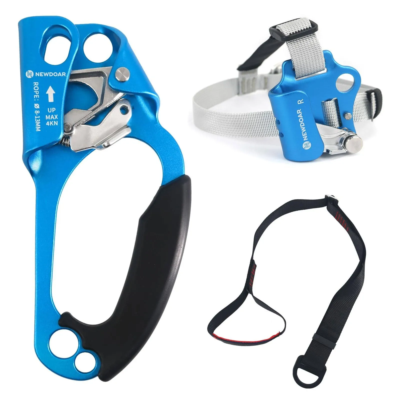 NewDoar UIAA & CE Certified Hand Ascender Rock Climbing Tree Arborist Rappelling Gear Equipment Rope Clamp for 8~13MM Rope