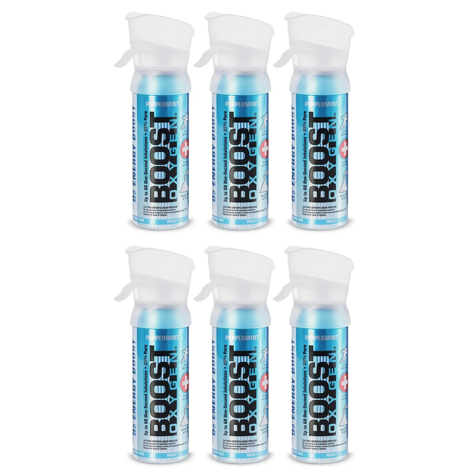 Boost Oxygen Pocket Size 3L Respiratory Support Canister, Peppermint, 6 Pack