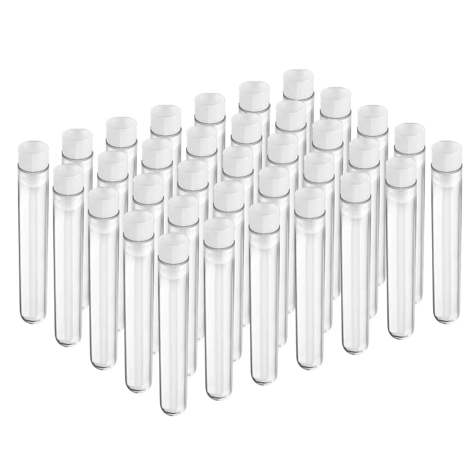 100pcs Test Tubes, 16x100mm(10ml) Plastic Test Tubes with Caps for Lash Wands, Scientific Experiments, Plant Propagation